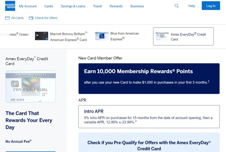 Amex EveryDay Credit Card｜アメリカン・エキスプレス公式サイト（海外版）