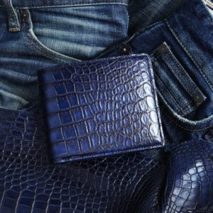 藍染めクロコダイル二つ折り財布